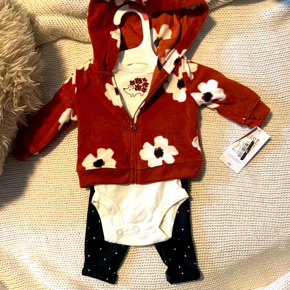 Baby Girl 2-Piece Floral Hoodie and Leggings Set - Brand New with Tags